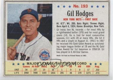 1963 Post - [Base] #193 - Gil Hodges