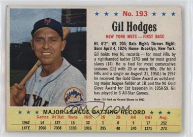 1963 Post - [Base] #193 - Gil Hodges