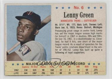 1963 Post - [Base] #6 - Lenny Green