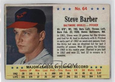 1963 Post - [Base] #64 - Steve Barber [Good to VG‑EX]