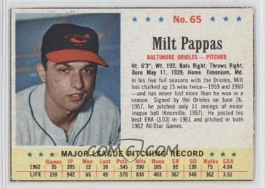1963 Post - [Base] #65 - Milt Pappas [Authentic]