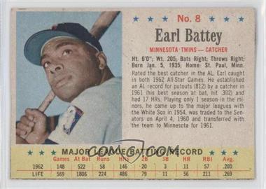 1963 Post - [Base] #8 - Earl Battey [Good to VG‑EX]