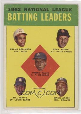 1963 Topps - [Base] #1 - League Leaders - 1962 National League Batting Leaders (Frank Robinson, Stan Musial, Tommy Davis, Bill White, Hank Aaron)