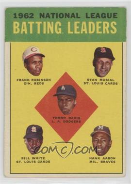 1963 Topps - [Base] #1 - League Leaders - 1962 National League Batting Leaders (Frank Robinson, Stan Musial, Tommy Davis, Bill White, Hank Aaron)