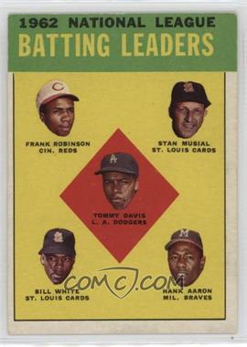 1963 Topps - [Base] #1 - League Leaders - 1962 National League Batting Leaders (Frank Robinson, Stan Musial, Tommy Davis, Bill White, Hank Aaron)