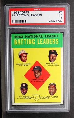 1963 Topps - [Base] #1 - League Leaders - 1962 National League Batting Leaders (Frank Robinson, Stan Musial, Tommy Davis, Bill White, Hank Aaron) [PSA 5 EX]