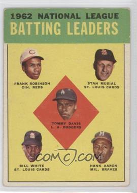 1963 Topps - [Base] #1 - League Leaders - 1962 National League Batting Leaders (Frank Robinson, Stan Musial, Tommy Davis, Bill White, Hank Aaron) [Good to VG‑EX]