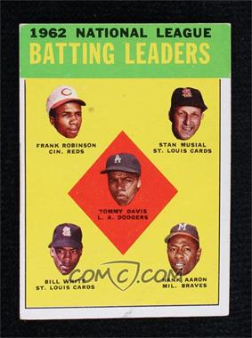 1963 Topps - [Base] #1 - League Leaders - 1962 National League Batting Leaders (Frank Robinson, Stan Musial, Tommy Davis, Bill White, Hank Aaron) [Good to VG‑EX]