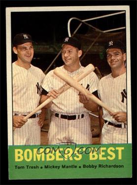 1963 Topps - [Base] #173 - Bombers' Best (Tom Tresh, Mickey Mantle, Bobby Richardson) [EX MT]