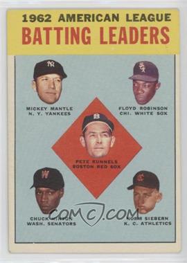 1963 Topps - [Base] #2 - League Leaders - 1962 American League Batting Leaders (Mickey Mantle, Floyd Robinson, Pete Runnels, Chuck Hinton, Norm Siebern) [Good to VG‑EX]