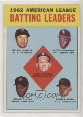 1963 Topps - [Base] #2 - League Leaders - 1962 American League Batting Leaders (Mickey Mantle, Floyd Robinson, Pete Runnels, Chuck Hinton, Norm Siebern)