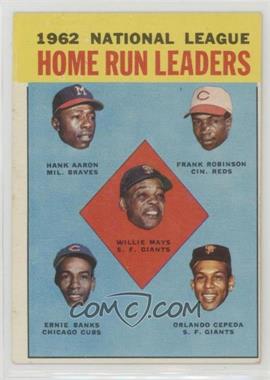 1963 Topps - [Base] #3 - League Leaders - 1962 NL Home Run Leaders (Hank Aaron, Frank Robinson, Willie Mays, Ernie Banks, Orlando Cepeda)