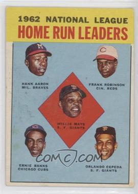 1963 Topps - [Base] #3 - League Leaders - 1962 NL Home Run Leaders (Hank Aaron, Frank Robinson, Willie Mays, Ernie Banks, Orlando Cepeda)