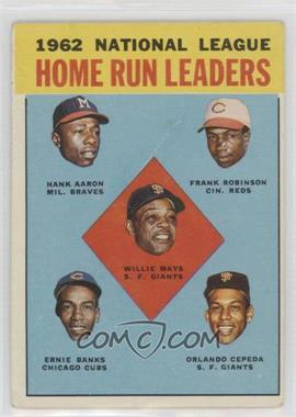1963 Topps - [Base] #3 - League Leaders - 1962 NL Home Run Leaders (Hank Aaron, Frank Robinson, Willie Mays, Ernie Banks, Orlando Cepeda)