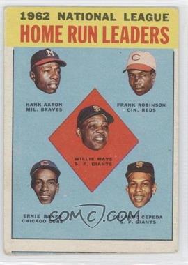 1963 Topps - [Base] #3 - League Leaders - 1962 NL Home Run Leaders (Hank Aaron, Frank Robinson, Willie Mays, Ernie Banks, Orlando Cepeda) [Good to VG‑EX]