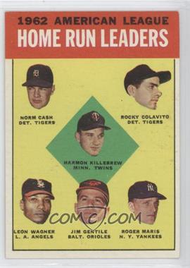 1963 Topps - [Base] #4 - League Leaders - 1962 American League Home Run Leaders (Norm Cash, Rocky Colavito, Harmon Killebrew, Leon Wagner, Jim Gentile, Roger Maris)