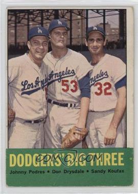 1963 Topps - [Base] #412 - Dodgers' Big Three (Johnny Podres, Don Drysdale, Sandy Koufax)
