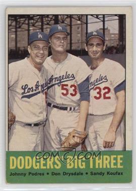 1963 Topps - [Base] #412 - Dodgers' Big Three (Johnny Podres, Don Drysdale, Sandy Koufax)