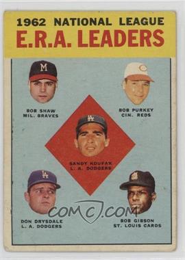 1963 Topps - [Base] #5 - League Leaders - National League ERA Leaders (Bob Shaw, Bob Purkey, Sandy Koufax, Don Drysdale, Bob Gibson) [Good to VG‑EX]