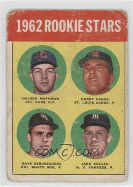 1963 Topps - [Base] #54.1 - Rookie Stars - Nelson Mathews, Harry Fanok, Dave DeBusschere, Jack Cullen) (1962 Rookie Parade on back) [Poor to Fair]