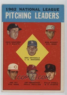 1963 Topps - [Base] #7 - League Leaders - National League Pitching Leaders (Jack Sanford, Bob Purkey, Don Drysdale, Joe Jay, Art Mahaffey, Billy O'Dell)