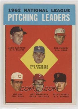 1963 Topps - [Base] #7 - League Leaders - National League Pitching Leaders (Jack Sanford, Bob Purkey, Don Drysdale, Joe Jay, Art Mahaffey, Billy O'Dell)