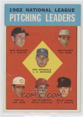 1963 Topps - [Base] #7 - League Leaders - National League Pitching Leaders (Jack Sanford, Bob Purkey, Don Drysdale, Joe Jay, Art Mahaffey, Billy O'Dell)