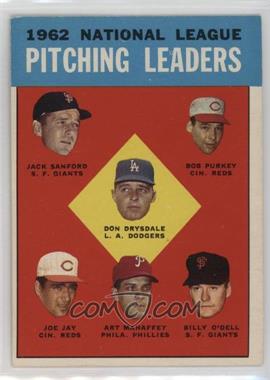 1963 Topps - [Base] #7 - League Leaders - National League Pitching Leaders (Jack Sanford, Bob Purkey, Don Drysdale, Joe Jay, Art Mahaffey, Billy O'Dell)