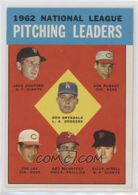 1963 Topps - [Base] #7 - League Leaders - National League Pitching Leaders (Jack Sanford, Bob Purkey, Don Drysdale, Joe Jay, Art Mahaffey, Billy O'Dell)