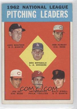 1963 Topps - [Base] #7 - League Leaders - National League Pitching Leaders (Jack Sanford, Bob Purkey, Don Drysdale, Joe Jay, Art Mahaffey, Billy O'Dell) [Noted]