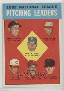 1963 Topps - [Base] #7 - League Leaders - National League Pitching Leaders (Jack Sanford, Bob Purkey, Don Drysdale, Joe Jay, Art Mahaffey, Billy O'Dell)