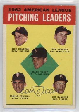 1963 Topps - [Base] #8 - League Leaders - Ralph Terry, Dick Donovan, Ray Herbert, Camilo Pascual, Jim Bunning [Good to VG‑EX]