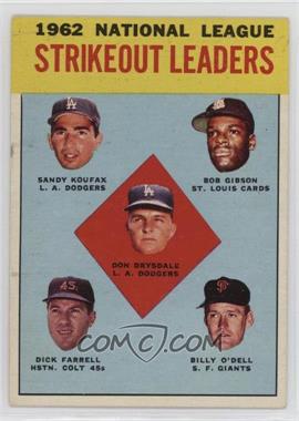 1963 Topps - [Base] #9 - League Leaders - Don Drysdale, Sandy Koufax, Bob Gibson, Turk Farrell, Billy O'Dell [Good to VG‑EX]