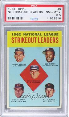 1963 Topps - [Base] #9 - League Leaders - Don Drysdale, Sandy Koufax, Bob Gibson, Turk Farrell, Billy O'Dell [PSA 8.5 NM‑MT+]