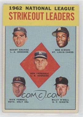 1963 Topps - [Base] #9 - League Leaders - Don Drysdale, Sandy Koufax, Bob Gibson, Turk Farrell, Billy O'Dell [Good to VG‑EX]