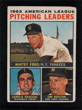 1964 Topps - [Base] - Venezuelan #4 - League Leaders - 1963 AL Pitching Leaders (Whitey Ford, Camilo Pascual, Jim Bouton) [Poor to Fair]
