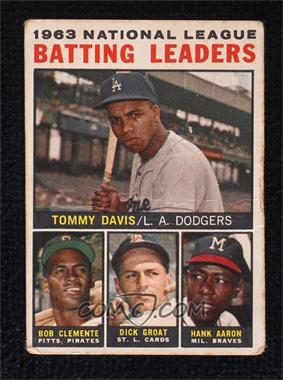 1964 Topps - [Base] - Venezuelan #7 - League Leaders - 1963 NL Batting Leaders (Tommy Davis, Roberto Clemente, Hank Aaron, Dick Groat) [Poor to Fair]