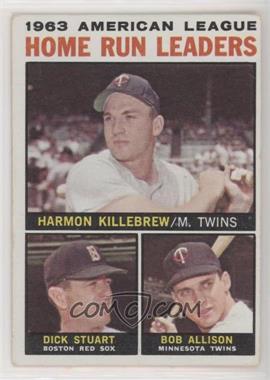 1964 Topps - [Base] #10 - League Leaders - 1963 AL Home Run Leaders (Harmon Killebrew, Bob Allison, Dick Stuart)