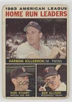 League Leaders - 1963 AL Home Run Leaders (Harmon Killebrew, Bob Allison, Dick …