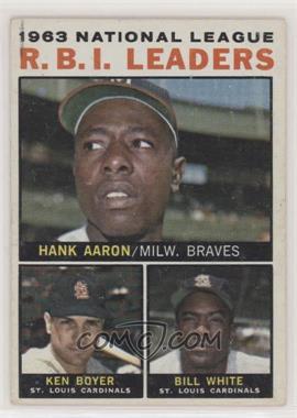 1964 Topps - [Base] #11 - League Leaders - 1963 NL R.B.I. Leaders (Hank Aaron, Ken Boyer, Bill White) [Good to VG‑EX]