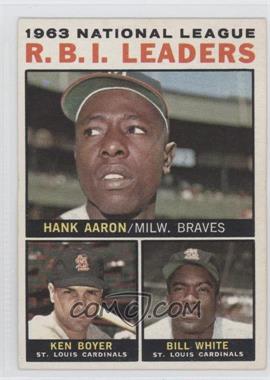1964 Topps - [Base] #11 - League Leaders - 1963 NL R.B.I. Leaders (Hank Aaron, Ken Boyer, Bill White) [Good to VG‑EX]