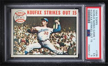 1964 Topps - [Base] #136 - World Series - Game #1: Koufax Strikes Out 15 (Sandy Koufax) [PSA 5 EX]