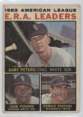 1964 Topps - [Base] #2 - League Leaders - 1963 AL ERA Leaders (Gary Peters, Juan Pizarro, Camilo Pascual) [Good to VG‑EX]