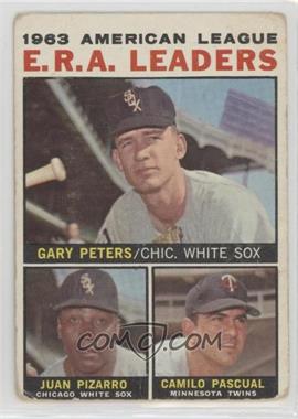 1964 Topps - [Base] #2 - League Leaders - 1963 AL ERA Leaders (Gary Peters, Juan Pizarro, Camilo Pascual) [Good to VG‑EX]