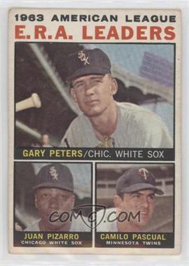 1964 Topps - [Base] #2 - League Leaders - 1963 AL ERA Leaders (Gary Peters, Juan Pizarro, Camilo Pascual) [Poor to Fair]