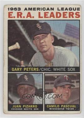 1964 Topps - [Base] #2 - League Leaders - 1963 AL ERA Leaders (Gary Peters, Juan Pizarro, Camilo Pascual) [Good to VG‑EX]