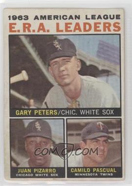 1964 Topps - [Base] #2 - League Leaders - 1963 AL ERA Leaders (Gary Peters, Juan Pizarro, Camilo Pascual) [Good to VG‑EX]