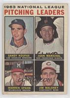 League Leaders - 1963 NL Pitching Leaders (Sandy Koufax, Juan Marichal, Warren …