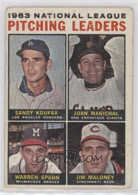 1964 Topps - [Base] #3 - League Leaders - 1963 NL Pitching Leaders (Sandy Koufax, Juan Marichal, Warren Spahn, Jim Maloney) [Poor to Fair]