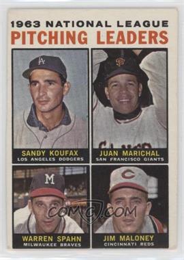 1964 Topps - [Base] #3 - League Leaders - 1963 NL Pitching Leaders (Sandy Koufax, Juan Marichal, Warren Spahn, Jim Maloney)